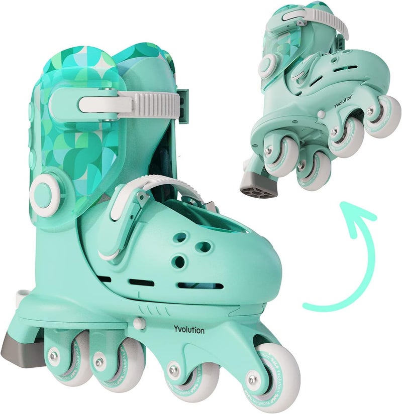 Yvolution Learner Twista Skates – 2-in-1 Adjustable Kids Roller Skates for Ages 2+ – Converts from Tri-Wheel to Inline Skates – No Tools Needed – US Size 7-11 - Image 1
